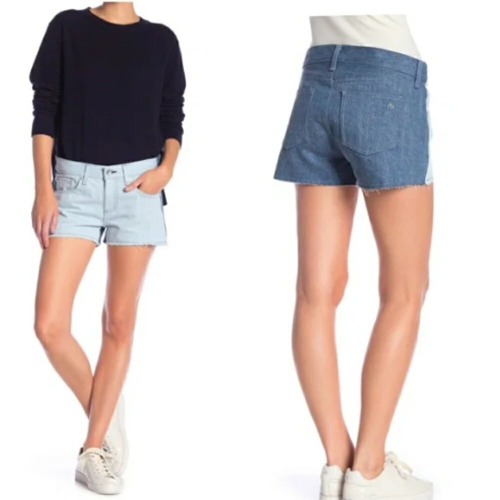 NWT Rag & Bone Cut Off 2 Tone Blue Denim Shorts Sz 25